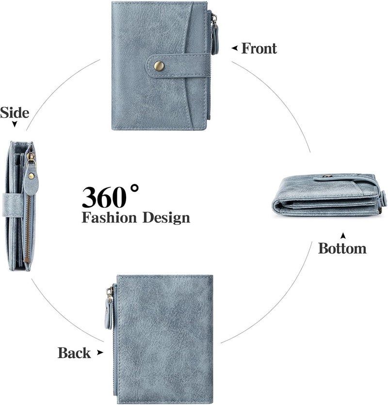 FALAN MULE Small Wallet for Women Leather RFID Blocking Bifold Credit Card Holder with Zipper Coin Pocket - Image 5